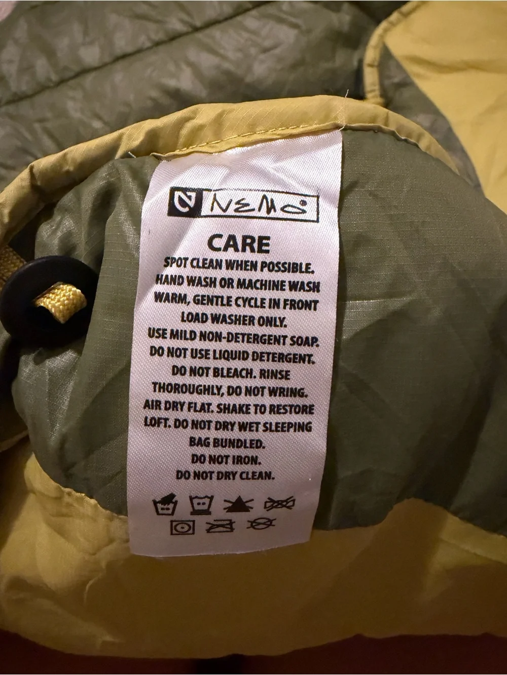 Nemo Equipment Puffin Blanket in Olive and Lime Reversible Quilted camping